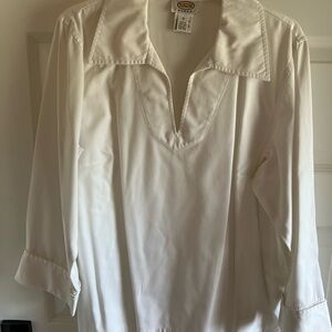 Talbots White Woman Blouse - Classic Solid